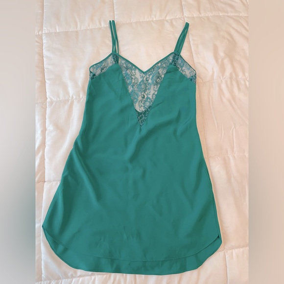 slim fit dress slacks Vintage 90s Victoria's Secret Gold Label Evergreen Silk Slip Dress main image 0
